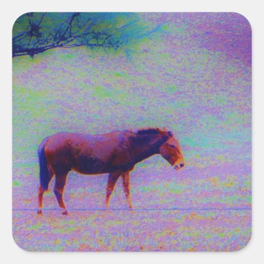 HORSE IN A RAINBOW PURPLE FIELD : add name スクエアシール (正面)