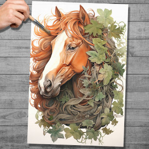 Horse In Foliage 2 Decopage紙 薄葉紙
