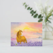 Horse in Lavender Field During Sunset ポストカード (スタンド正面)