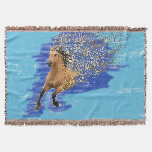 Horse in Motion Abstract Digital Art Throw Blanket スローブランケット (正面)