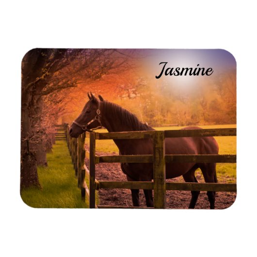 Horse in Paddock Personalized マグネット (横)