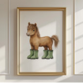 Horse in Sage Green Boots Poster Kids Room Decor ポスター
