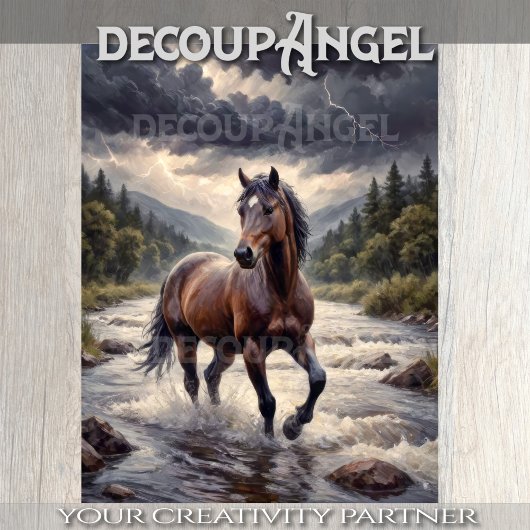 Horse in Storm - Decopage - 薄葉紙