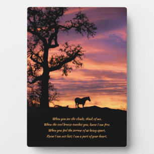 Horse in Sunset with Tree Memorial フォトプラーク