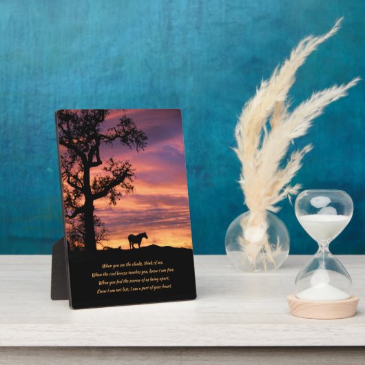 Horse in Sunset with Tree Memorial フォトプラーク (側面)