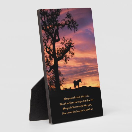 Horse in Sunset with Tree Memorial フォトプラーク (側面)