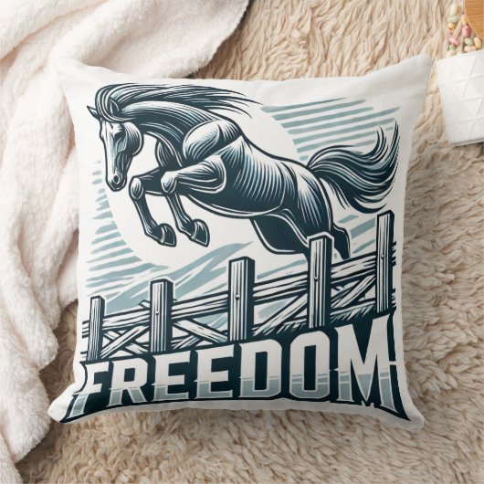 Horse Jumping Over the Freedom Wall クッション (ブランケット)