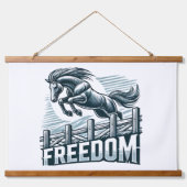 Horse Jumping Over the Freedom Wall 吊り下げ型タペストリー (正面)