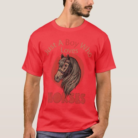 Horse Just A Boy Who Loves Horses retro Tシャツ (正面)