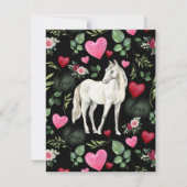 Horse Love Valentine’s Day Card in Black ノートカード (正面)