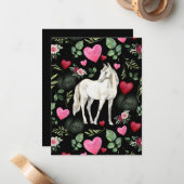 Horse Love Valentine’s Day Card in Black ノートカード (正面/裏面インサイチュ)