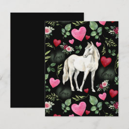 Horse Love Valentine’s Day Card in Black ノートカード
