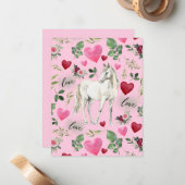 Horse Love Valentine’s Day Card in Pink ノートカード (正面/裏面インサイチュ)