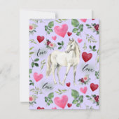 Horse Love Valentine’s Day Card in Purple ノートカード (正面)