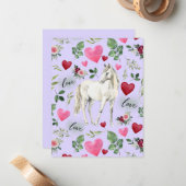 Horse Love Valentine’s Day Card in Purple ノートカード (正面/裏面インサイチュ)