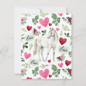 Horse Love Valentine’s Day Card in White ノートカード (正面)