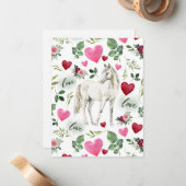 Horse Love Valentine’s Day Card in White ノートカード (正面/裏面インサイチュ)