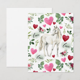 Horse Love Valentine’s Day Card in White ノートカード