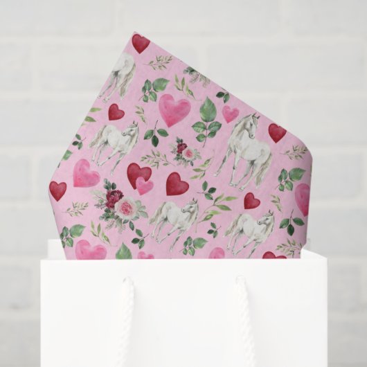 Horse Love Valentine's Tissue Paper in Pink 薄葉紙 (ギフトバッグ)