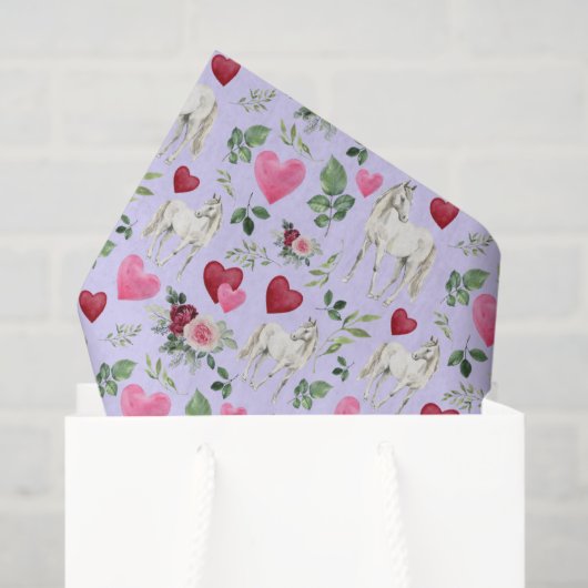 Horse Love Valentine's Tissue Paper in Purple 薄葉紙 (ギフトバッグ)