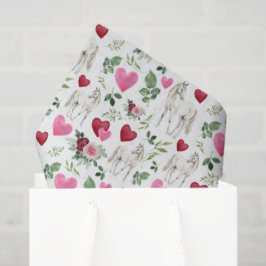 Horse Love Valentine's Tissue Paper in White 薄葉紙