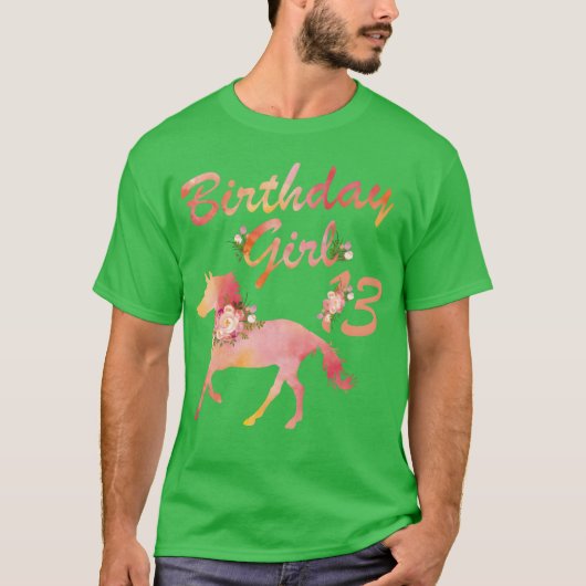 Horse Lover 13th Birthday For Girls Love Horses fa Tシャツ (正面)