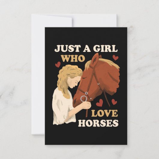 Horse Lover A Girl Who Loves Horses サンキューカード (正面)