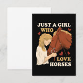 Horse Lover A Girl Who Loves Horses サンキューカード (正面/裏面)
