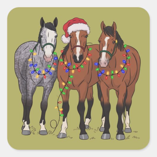 Horse Lover Christmas Animal Farm Animal Lover スクエアシール (正面)