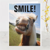 HORSE LOVER FUNNY BIRTHDAY GREETING CARD カード (黄色い花)