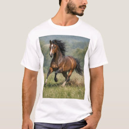 Horse Lover Gift Running Horse Style T-Shirt Men Tシャツ