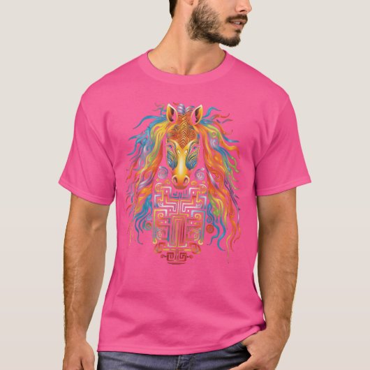Horse Mandala Animal Colorful boy Tシャツ (正面)