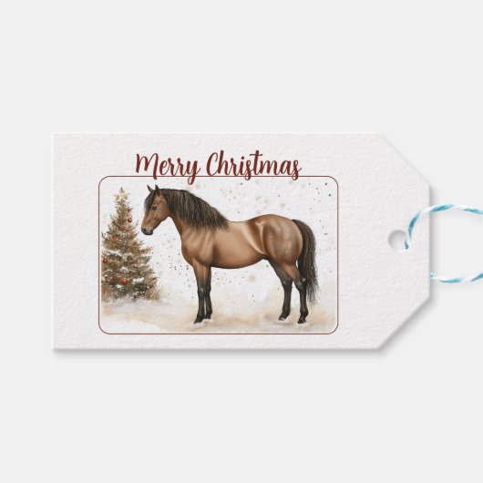 Horse Merry Christmas Personalized ギフトタグ (正面(横))