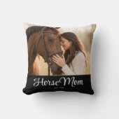Horse Mom 記念日 モダンスクリプト写真 クッション (正面)