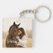 Horse Mom 設立 モダンスクリプト 写真 キーホルダー (裏面)
