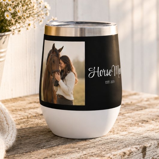 Horse Mom Established 文字入れ ブラックフォト