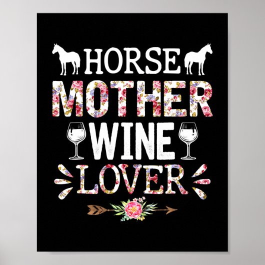 Horse Mother's Day Horse Mother Wine Lover ポスター (正面)