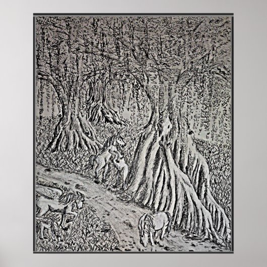 Horse Myth Black & White Print, Poster ポスター (正面)