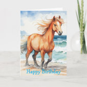 Horse on Beach Birthday カード (正面)
