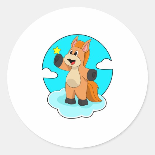 Horse on Clouds ラウンドシール (正面)