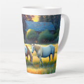 Horse on Farm Wildflower Meadow カフェラテマグ (右アングル)
