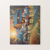 Horse on Farm Wildflower Meadow ジグソーパズル (縦)