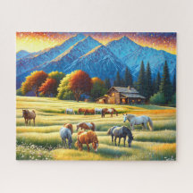 Horse on Farm Wildflower Meadow