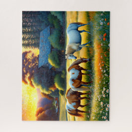 Horse on Farm Wildflower Meadow ジグソーパズル