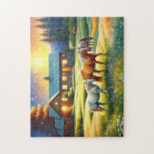 Horse on Farm Wildflower Meadow ジグソーパズル (縦)