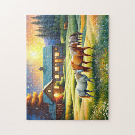 Horse on Farm Wildflower Meadow ジグソーパズル