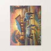 Horse on Farm Wildflower Meadow ジグソーパズル (縦)