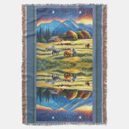 Horse on Farm Wildflower Meadow スローブランケット