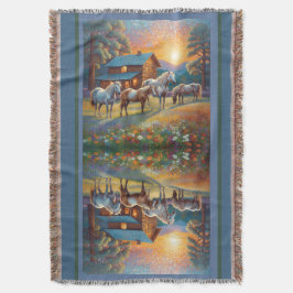 Horse on Farm Wildflower Meadow スローブランケット