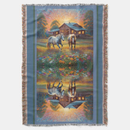 Horse on Farm Wildflower Meadow スローブランケット